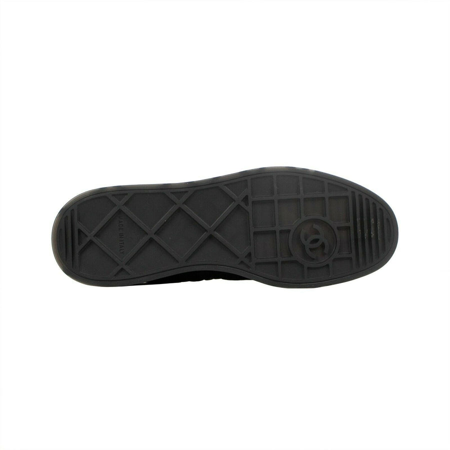 Quilted Velvet And Suede Low-Top Sneakers - Black