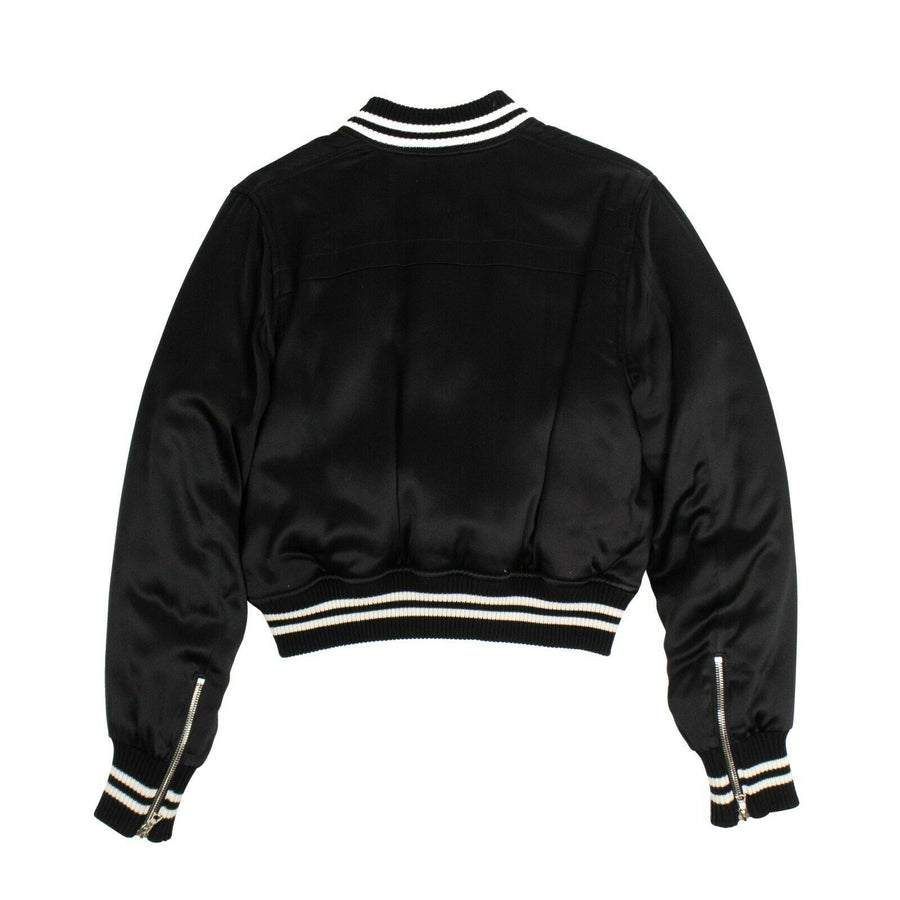 Silk Baseball Bomber Jacket - Black