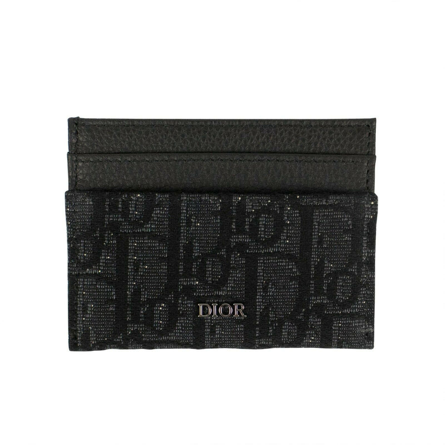 Oblique Jacquard Print Double Sided Flap Card Holder - Black