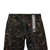 Cotton Paint Splattered Denim Pants -  Black