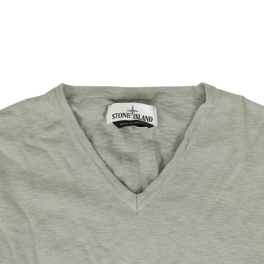 '532B0' Knit V-Neck Sweater - Light Gray