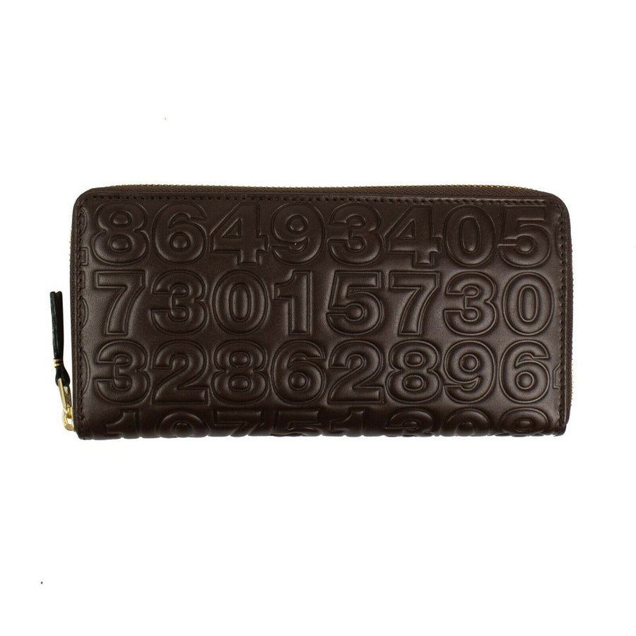 Leather Number Embossed Wallet - Brown