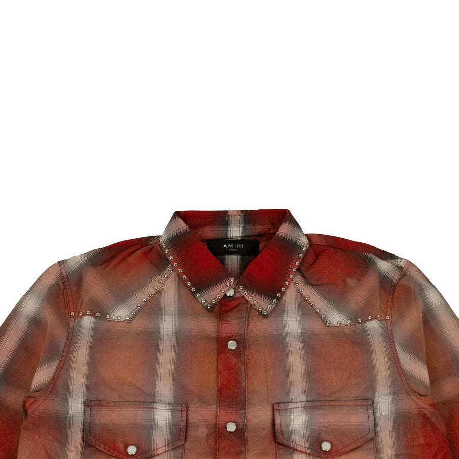 Western Plaid Button Down Shirt - Orange