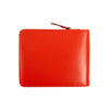 Leather Cardholder Zip Around Wallet -  Red Orange