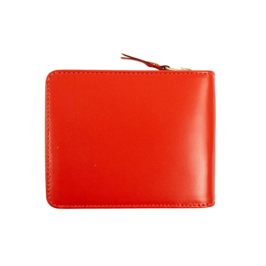 Leather Cardholder Zip Around Wallet -  Red Orange