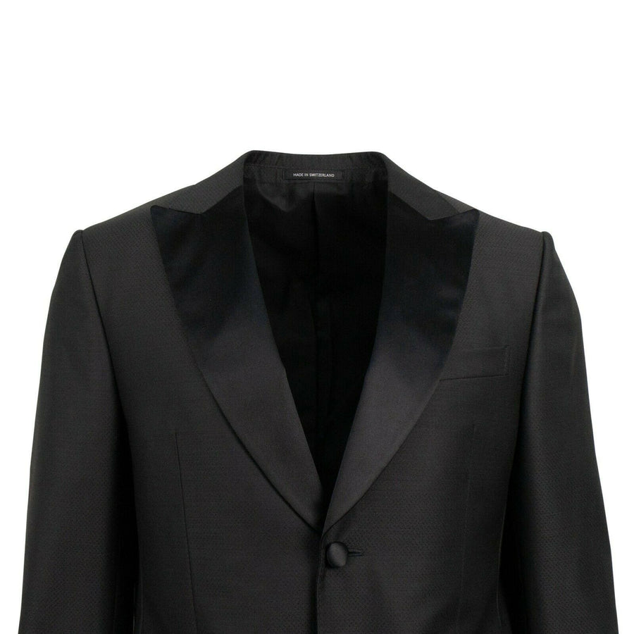 Z ZEGNA  Wool Two Button Tuxedo Suit - Black