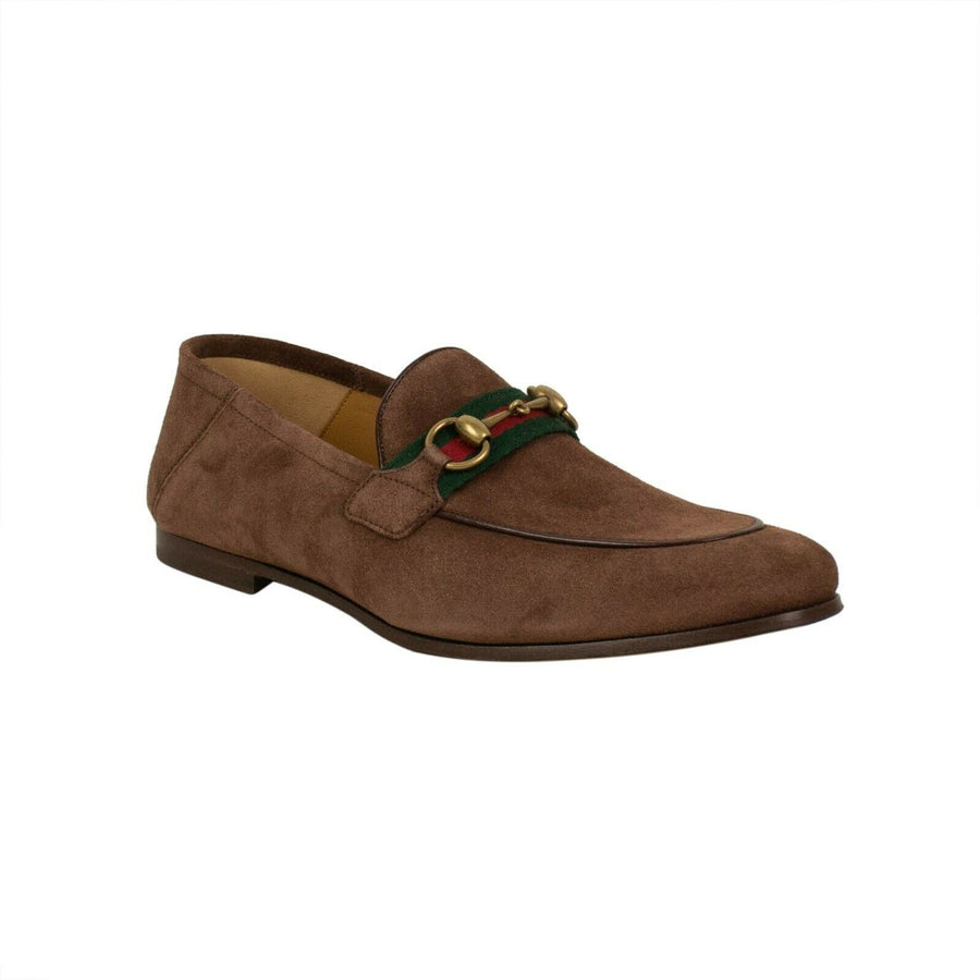 Suede Horsebit Web Loafers - Brown