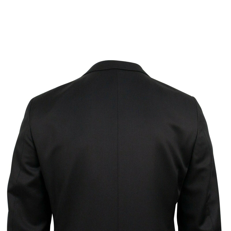 Solid Wool Two Button Suit - Black