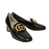 Women's GG Logo Leather Block Heel Pumps - Black