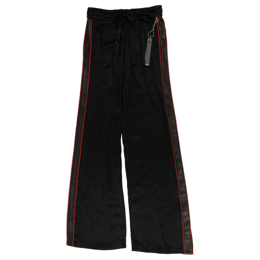 Silk And Leather Track Pants - Black