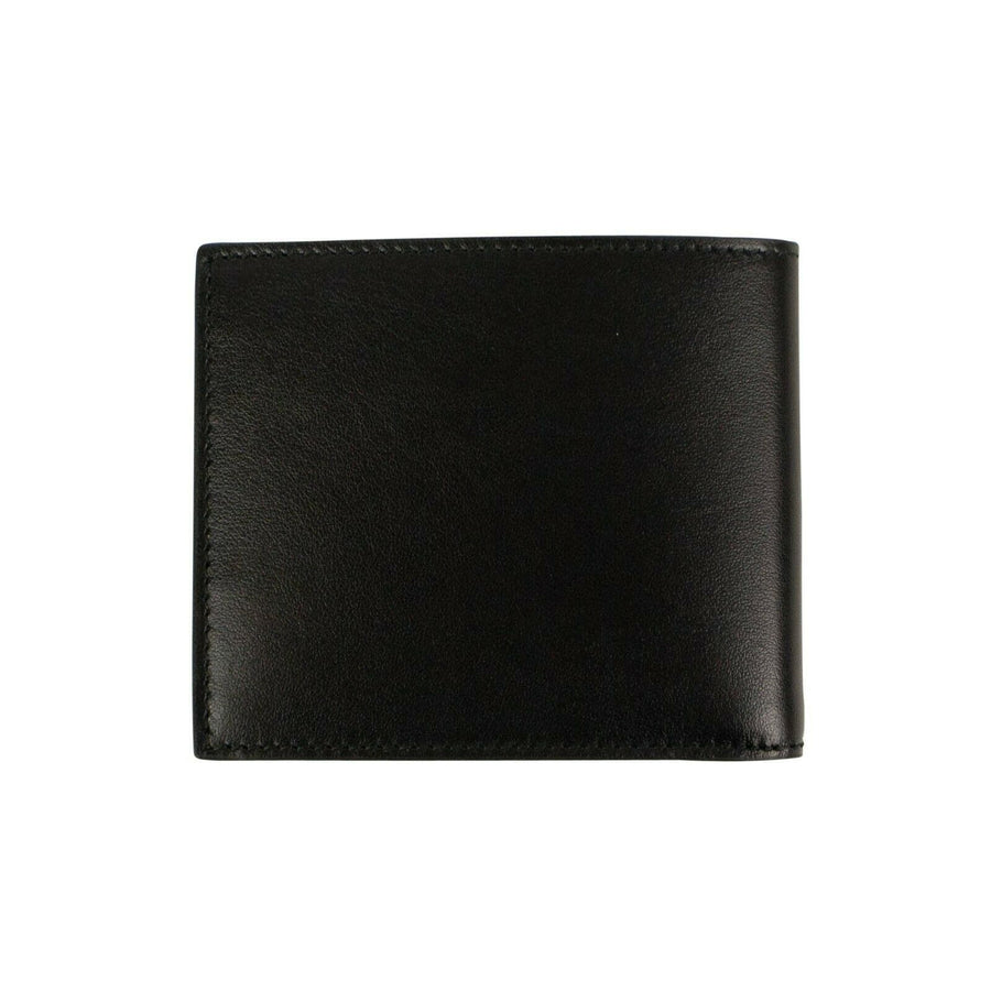 Gold Logo Smooth Leather Wallet - Black