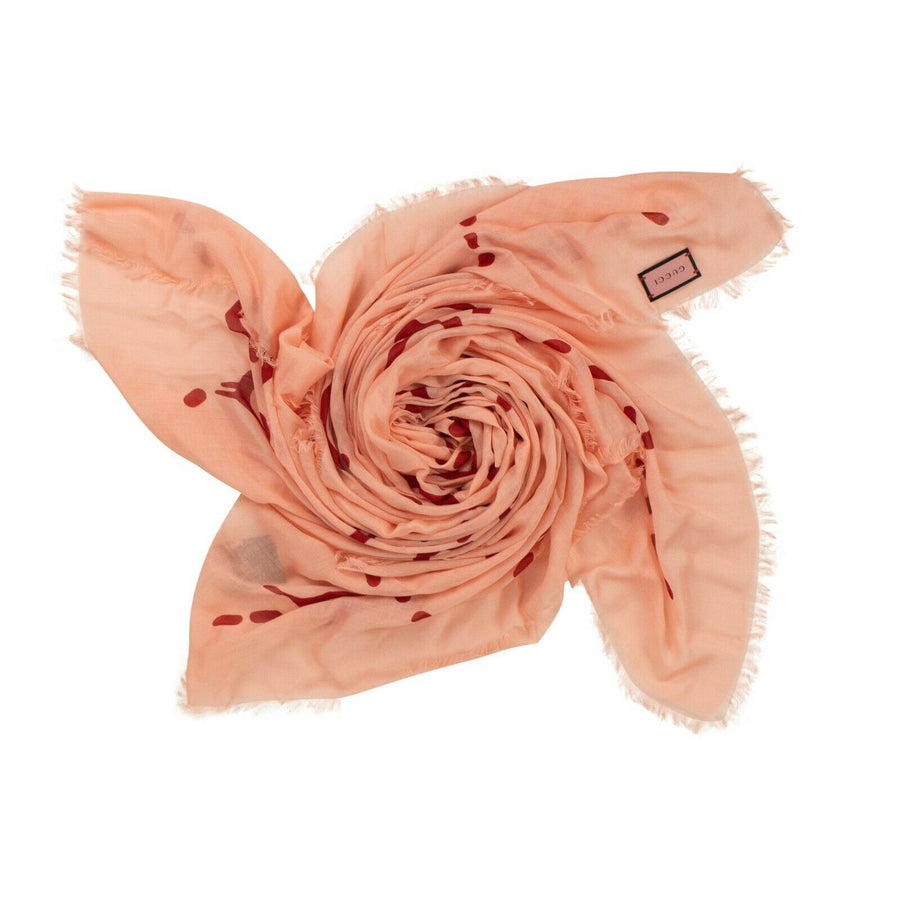 Logo 'GG Ghost' Printed Shawl Scarf - Pink