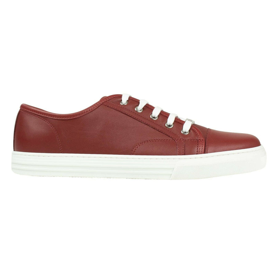 Men's Leather Lace Up Sneakers - Red