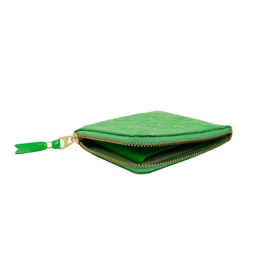 Leather Number Embossed Slim Wallet - Green