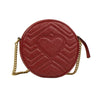 Quilted GG Marmont Chevron Leather Mini Round Shoulder Bag - Red