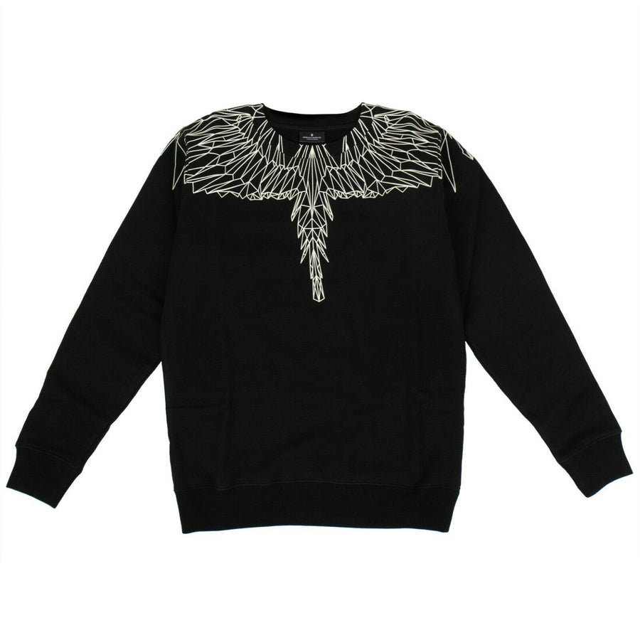 Cotton White Neon Wings Sweatshirt - Black