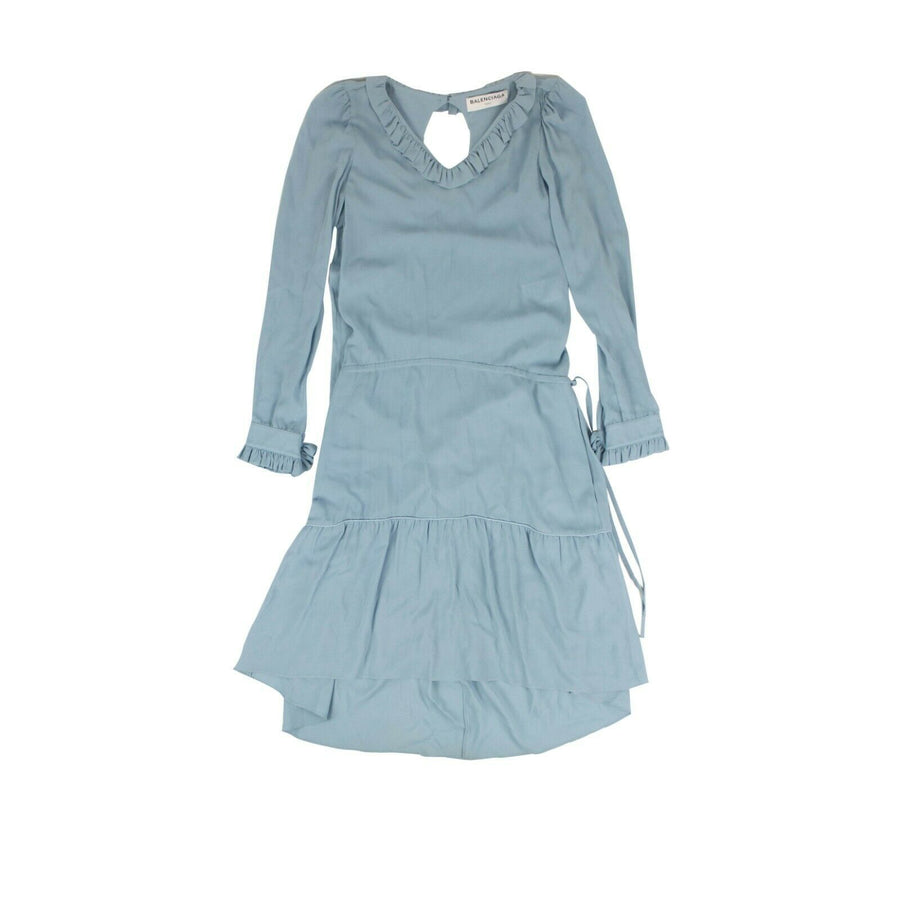 Georgette Long Sleeve Dress - Light Blue