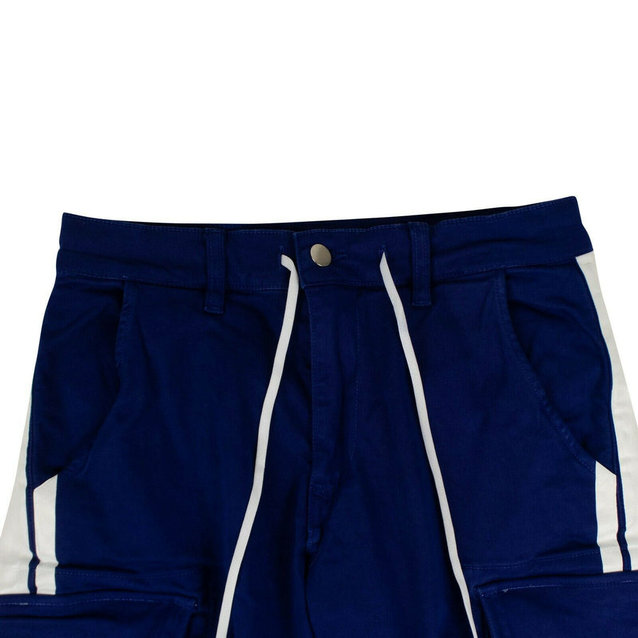 Stripes Stack Track Cargo Pants - Royal Blue/White