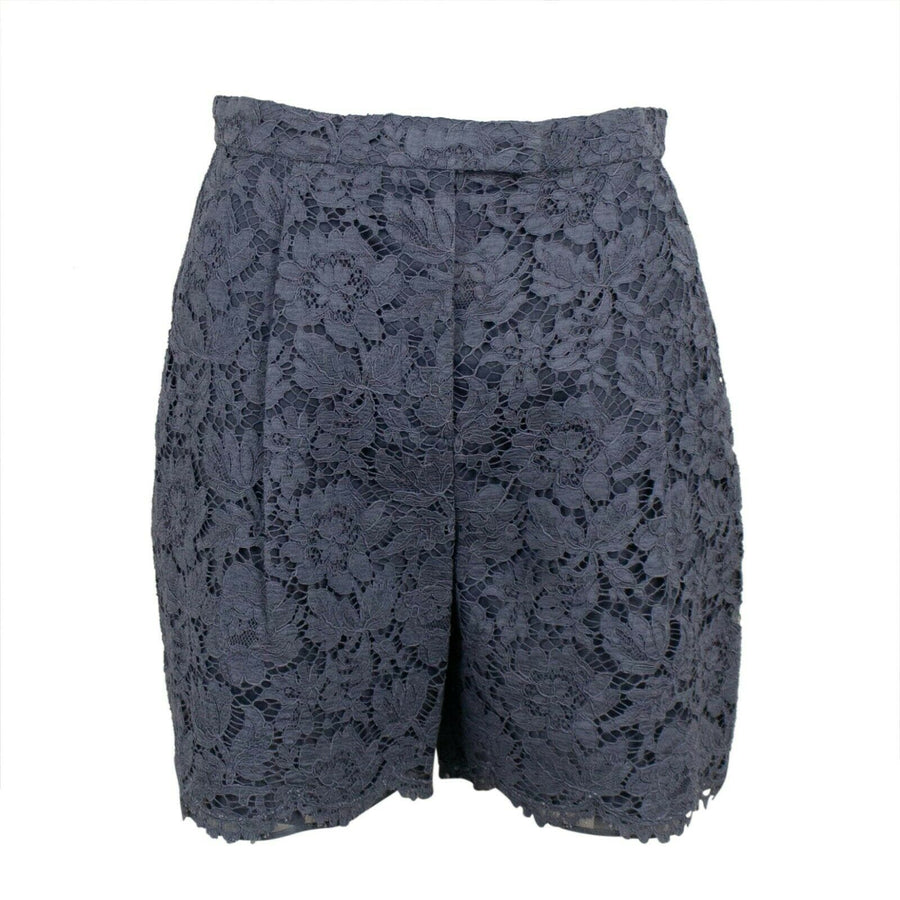 Floral Embroidered Lace Shorts - Gray