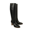 Women's Leather Knee-High Boots Heels - Black