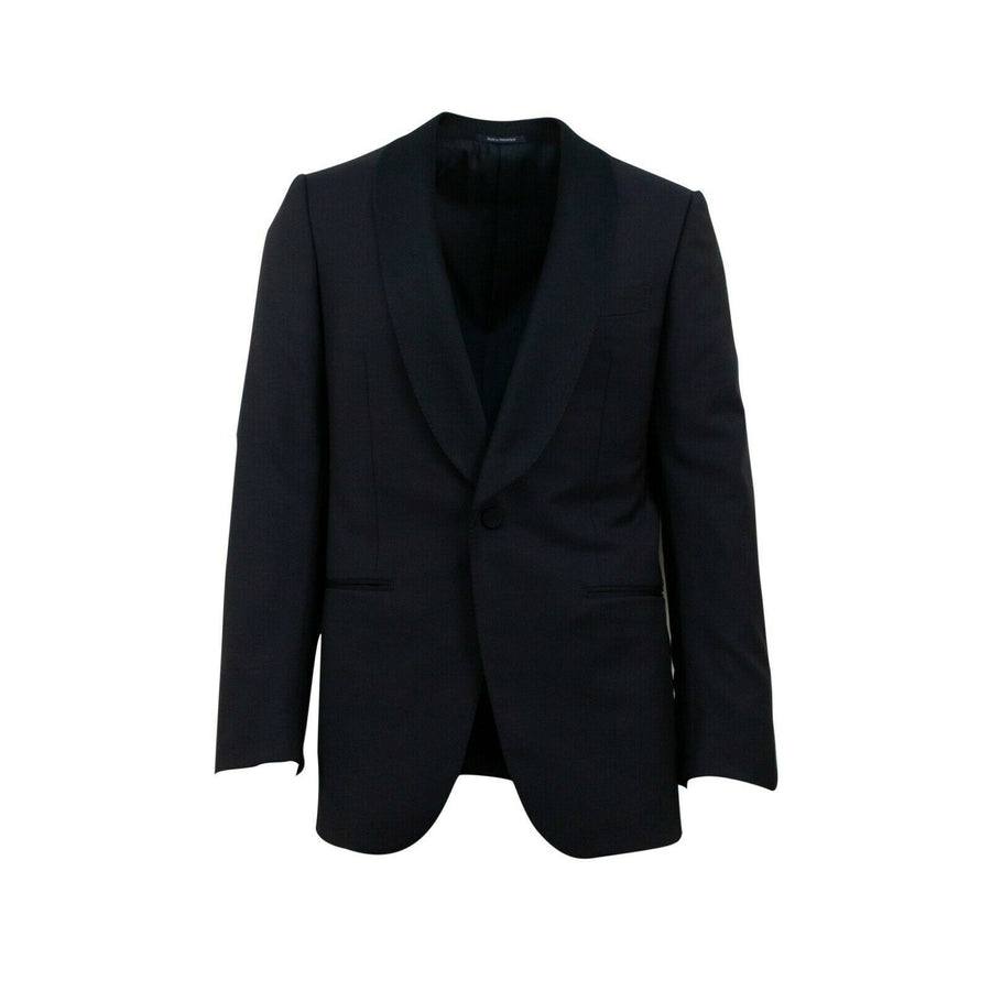 Wool Blend One Button Tuxedo - Blue