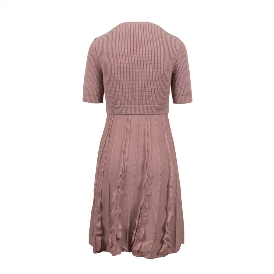 Wool Cabal Knit 3/4 Sleeve Midi Sweater Dress - Mauve