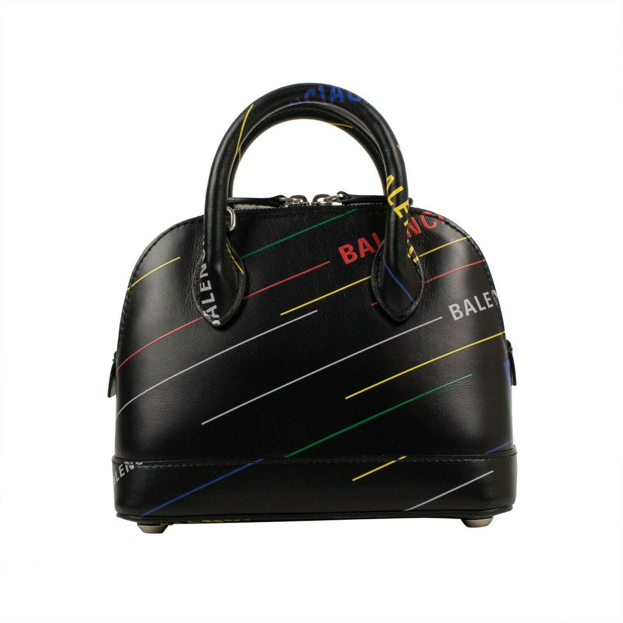 Leather Multi-Color Logo Ville Top Handle Mini Shoulder Bag - Black