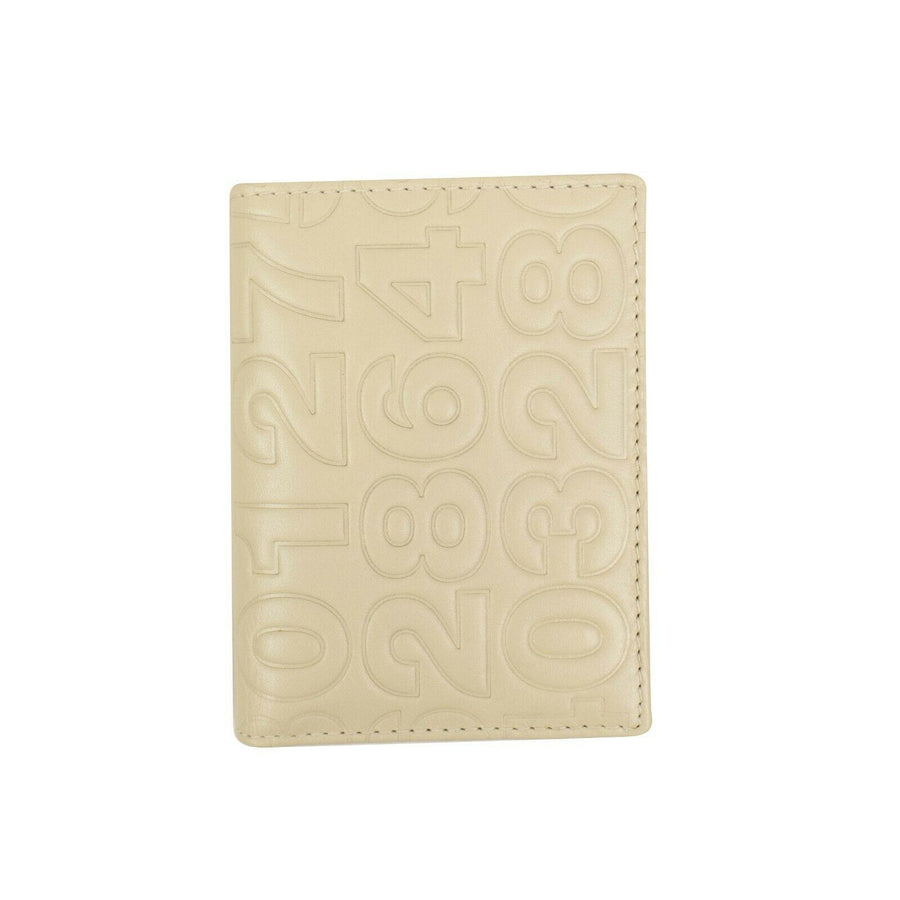 Leather Number Embossed ID Cardholder Wallet - Ivory