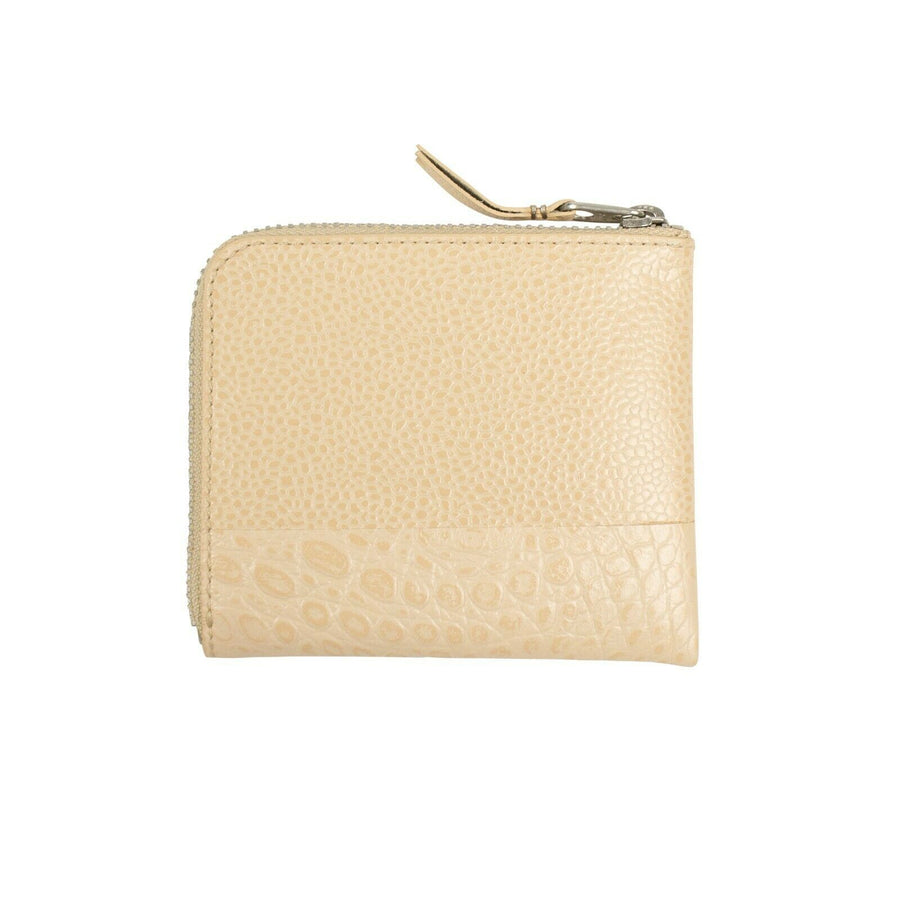 Reptile Leather Patchwork Slim Wallet Pouch - Beige