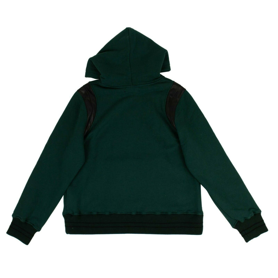 Cotton And Leather Hoodie Sweatshirt - Green