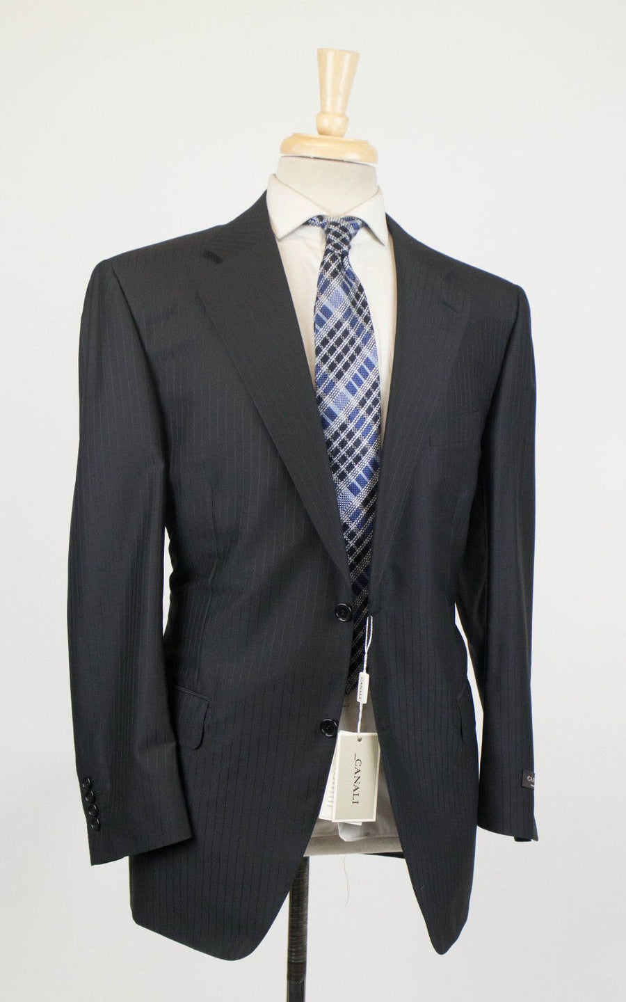 Drop 4 Striped Wool Blend 2 Button Suit - Black