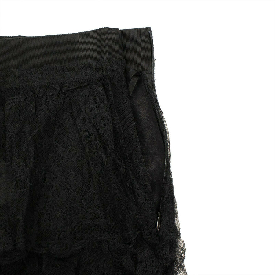 Tiered Laced Mini Skirt - Black