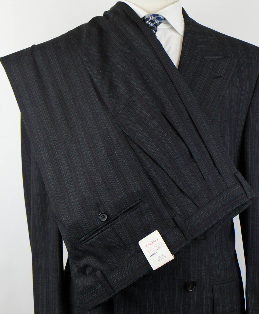 Striped Wool Double Breasted Suit - Gray