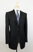 Drop 6 Striped Wool 3 Button Suit - Black