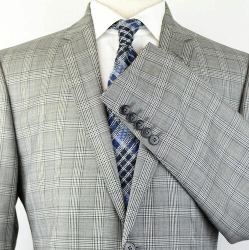 Plaid Wool Blend 2 Button Slim/Trim Fit Suit - Gray