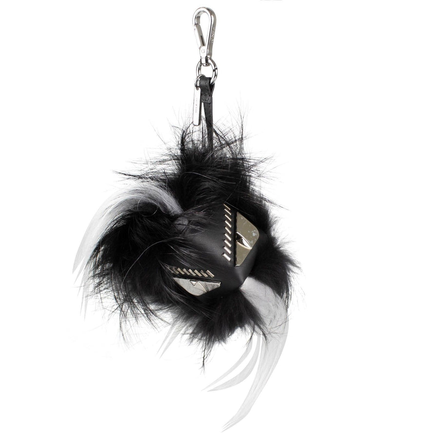 Fox Fur And Leather Monster Cube Charm - Black