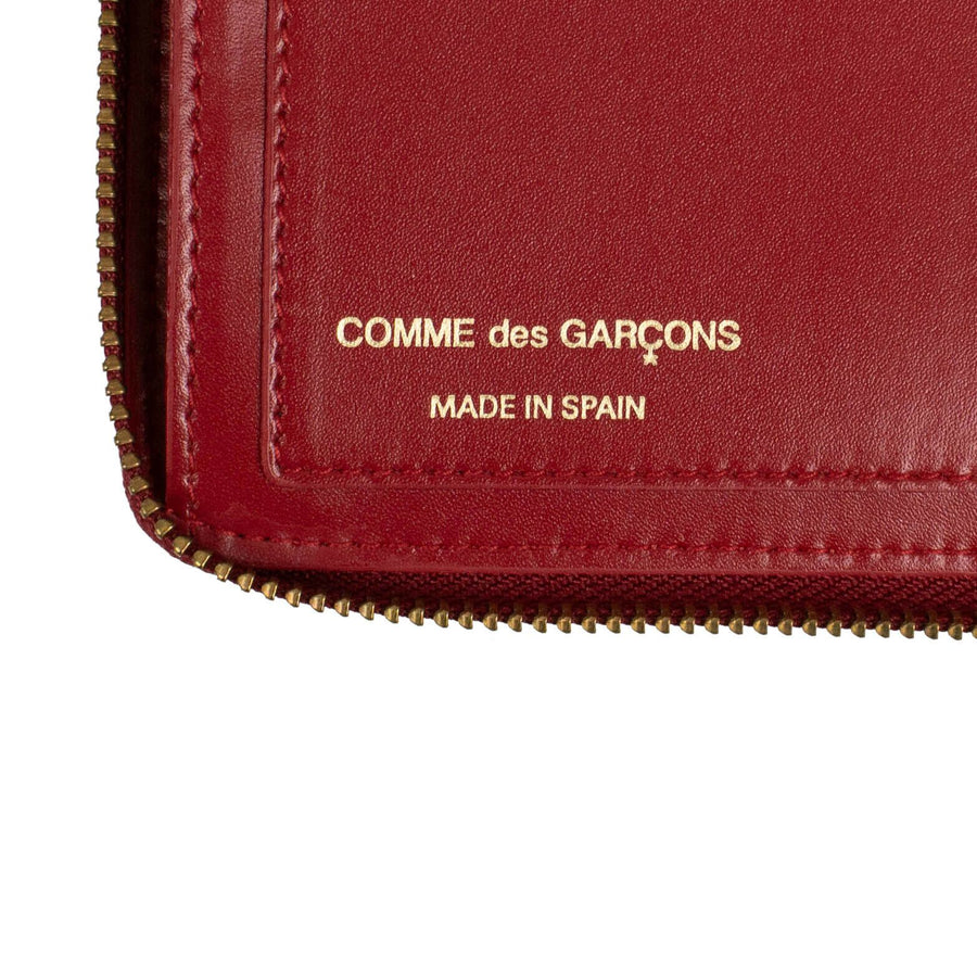 Leather Zip Around Wallet - Red