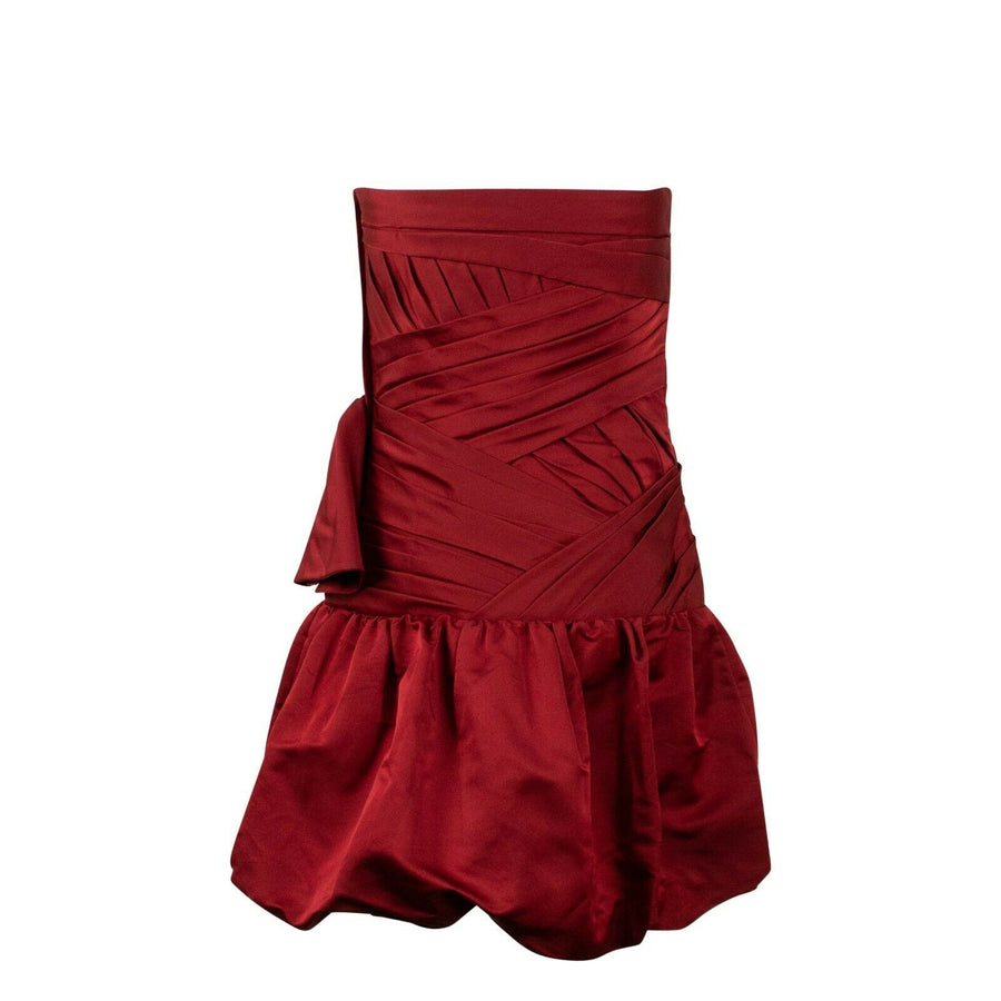 Silk Strapless Formal Dress - Red