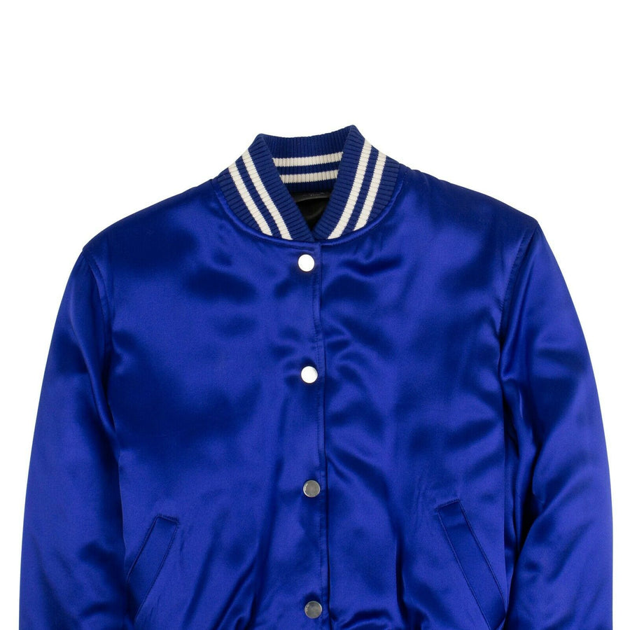 Men's Silk Baseball Bomber Jacket - Blue