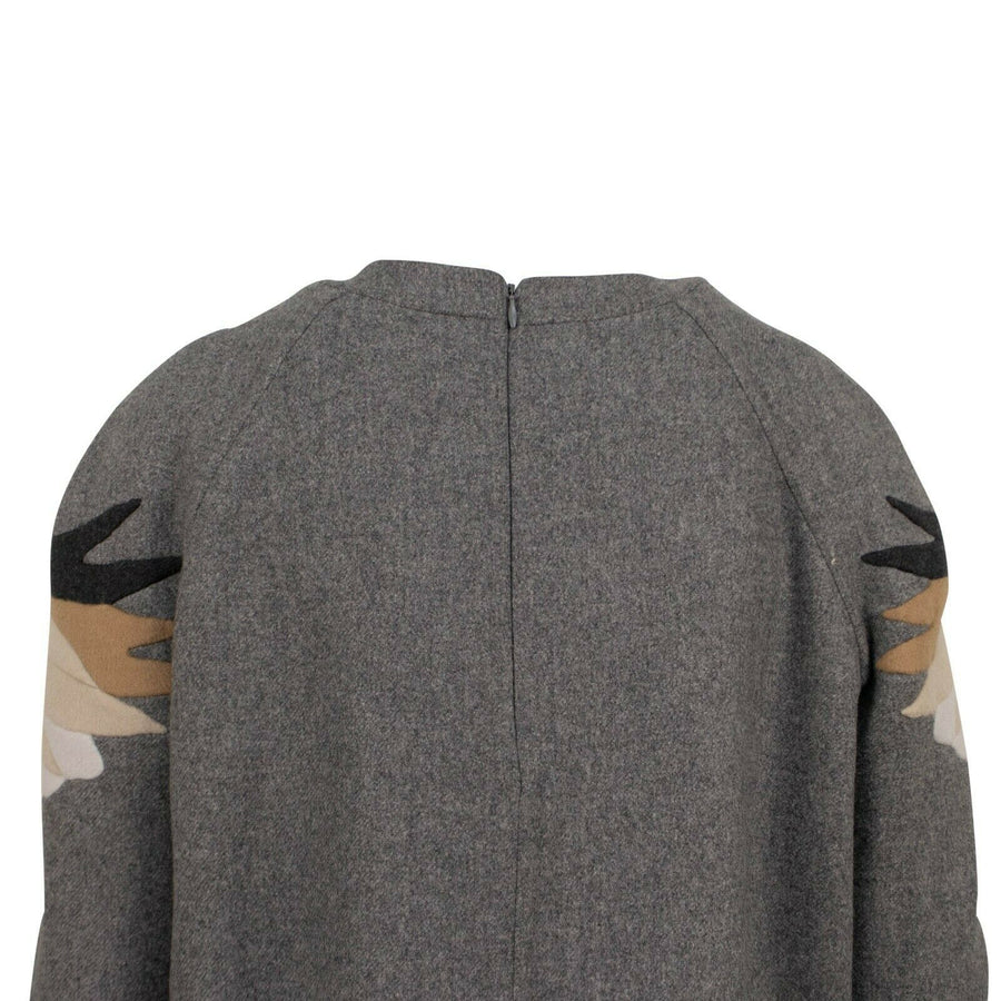 Wool Blend Eagle Applique Sweater - Heather Gray