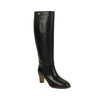 Women's Leather Knee-High Boots Heels - Black