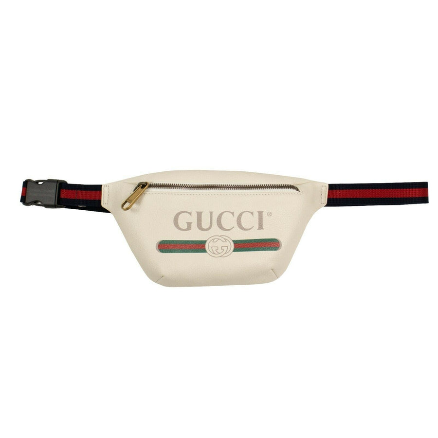 Gucci Vintage Logo Print Leather Belt Bag - White