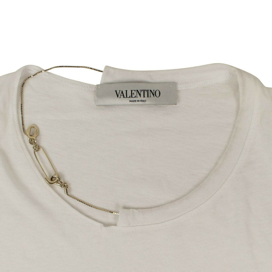 Cotton With Gold Chain Short Sleeve T-Shirt - White