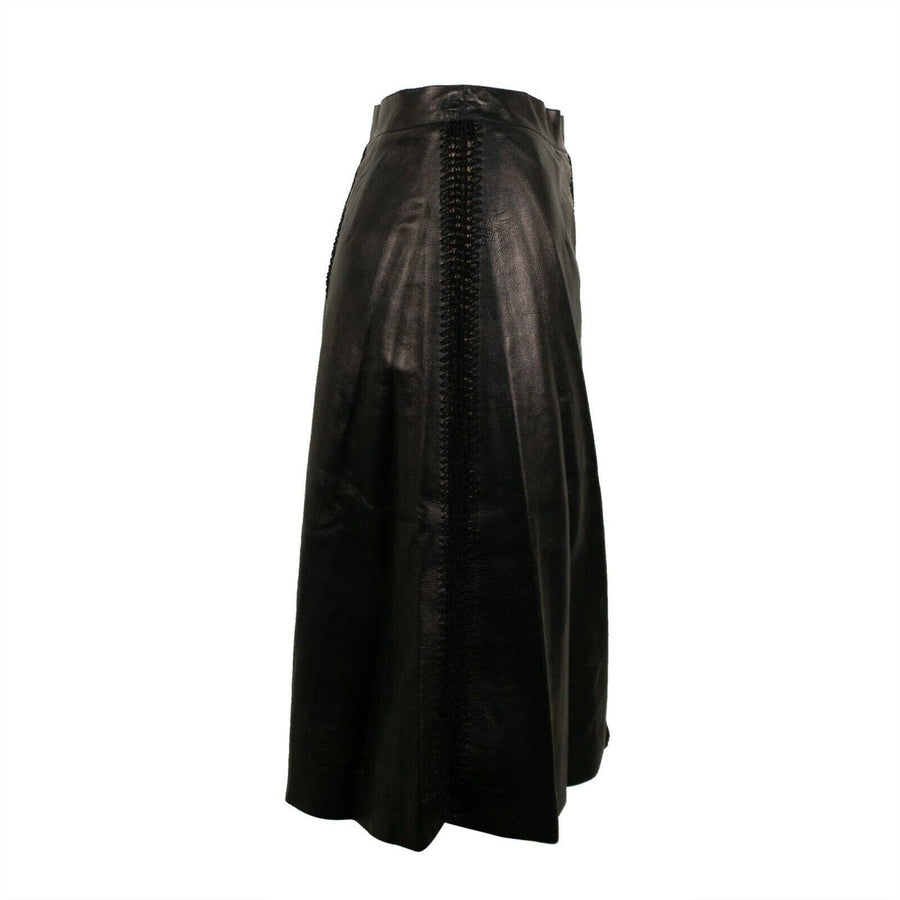 Leather Wide Leg Skort Shorts - Black