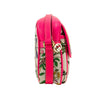 Canvas Leather Floral Print Small Shoulder Bag - Fuchsia Pink