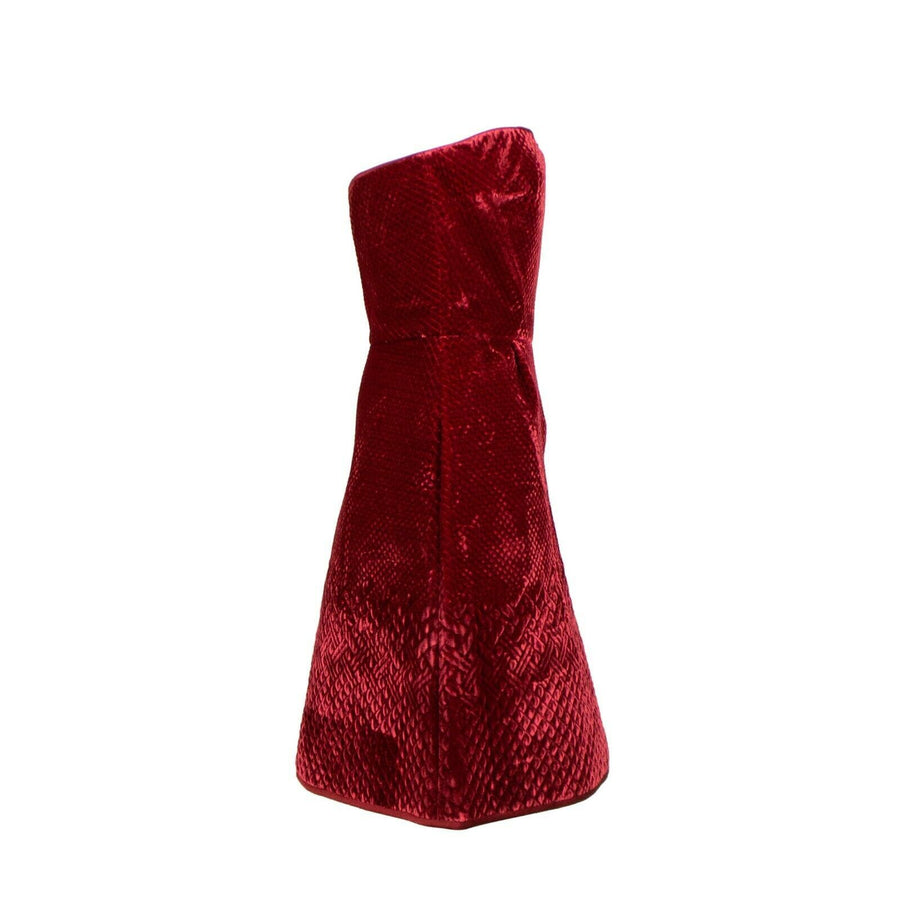 Velvet Strapless Fit And Flare Dress - Red