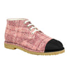 Tweed Cap Toe Lace Up Booties - Pink