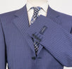 Drop 6 Striped Wool Blend 3 Button Suit - Blue