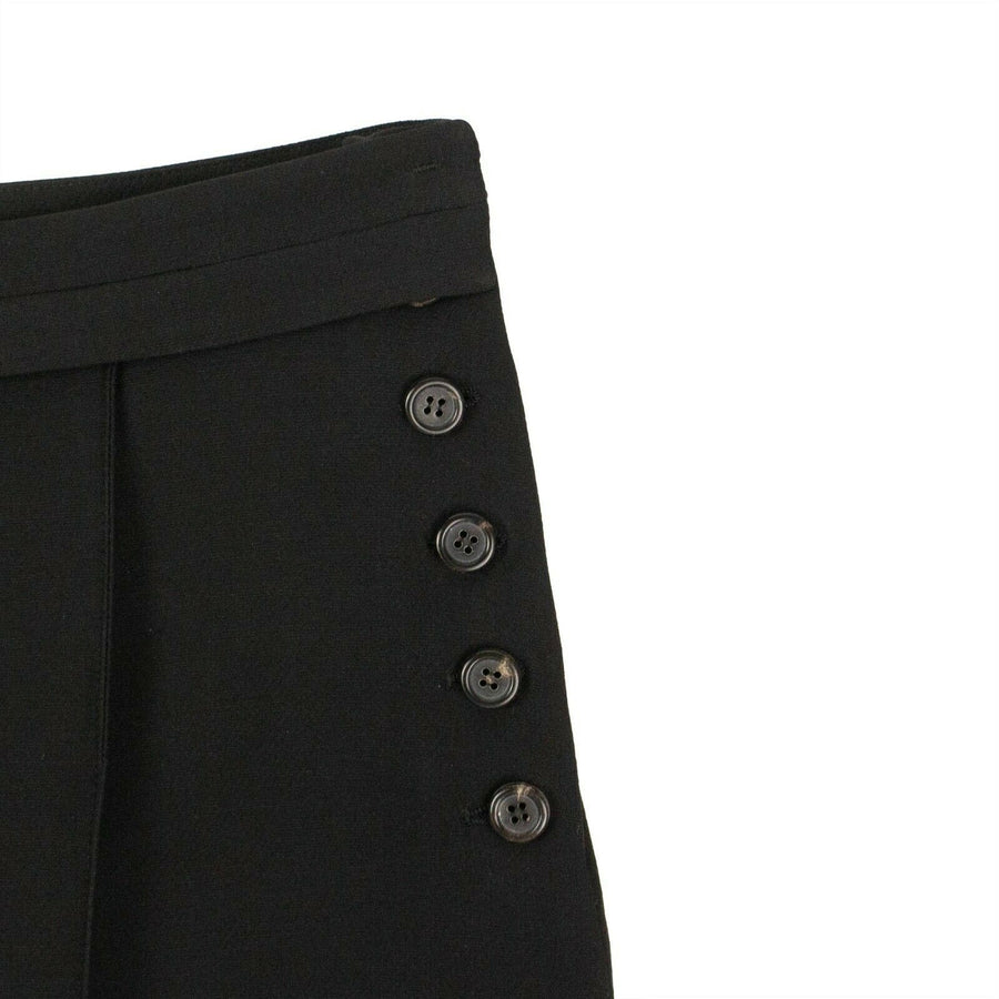 Wool Wide Leg Skort Shorts - Black