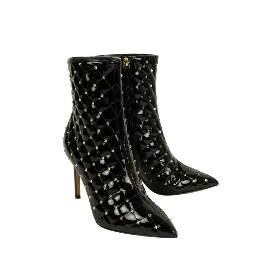 Leather 'Rockstud' Spike Ankle Boots - Black